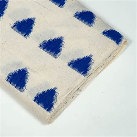 Premium Blue Colour Cotton Ikat Fabric Fabric for Designers | FabCouture