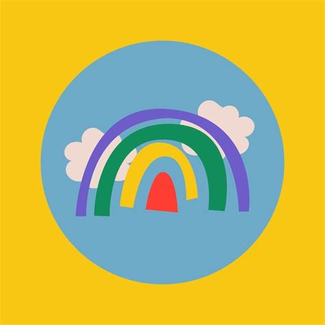 Reisen Sie Instagram Highlight-Symbol, Regenbogen-Doodle im Retro ...