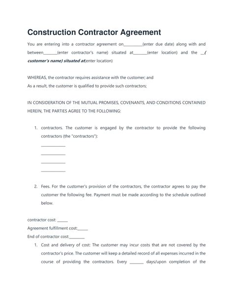 Free Printable Construction Contract Templates [PDF & Word] Sample