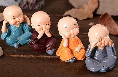 Buy SATYAM KRAFT 4 Pcs Monk Buddha Miniature Showpiece Set Monks ...