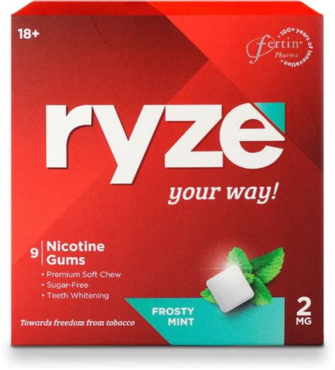 Ryze Nicotine Gum 2mg | Smoking Cessation | Frosty Mint | Pack of 20 ...