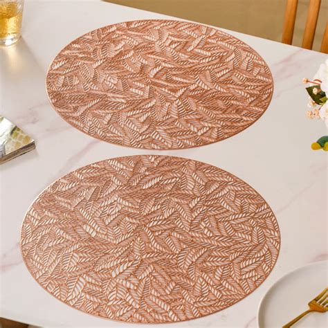 Round Rose Gold Cutwork Table Mat Set Of 6 Online - Premium Table Mat ...