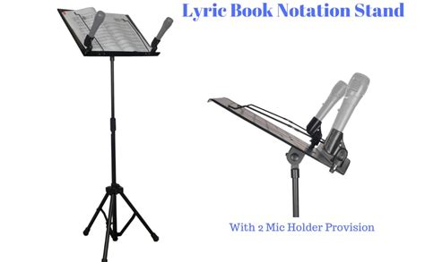 GW Adjustable Book Music Sheet Stand with 2 wireless mic holder Made in ...