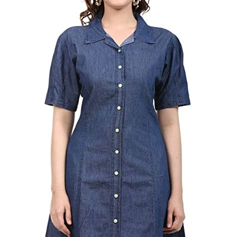 Buy Kevin Blue Denim Short Length Dress (Half Sleeve, Classic Collar ...