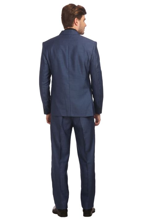 Wintage Men's Poly Viscose Two Buttoned Notched Lapel 2 Pc Suit-Navy