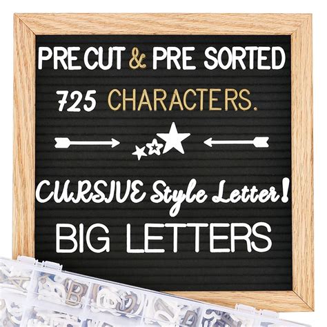 Buy Felt Letter Board with Letters, Pre Cut & Sorted 725 Letters, First ...