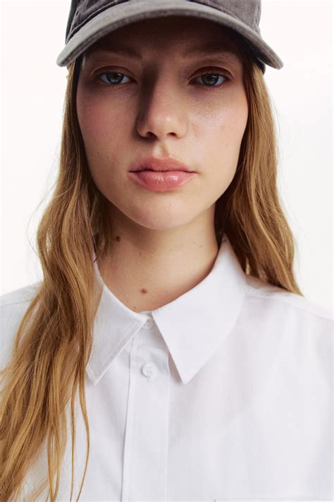 Cropped cotton shirt - White - Ladies | H&M IN