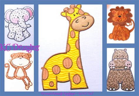 African Animals Applique Set, 5 Designs - 2 Sizes! - Products - SWAK Embroidery