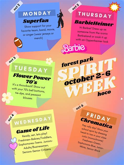 High School Spirit Week Themes