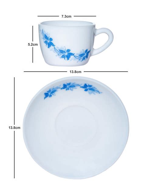 Cello Opalware Dazzle Queen Cup Saucer (set of 6pcs Cup & 6pcs Saucer ...