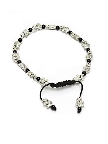 Buy sanjog Sterling Silver Elephant Shape With Black Thread Anklet For ...