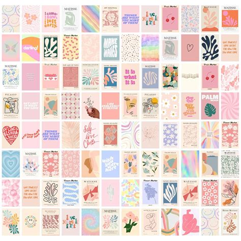 Craft Qila 100 Peel-N-Stick Danish Pastel Wall Collage Kit Posters - 4 ...
