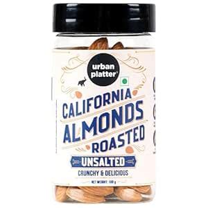 Urban Platter Roasted Unsalted California Almonds, 100g (Premium ...