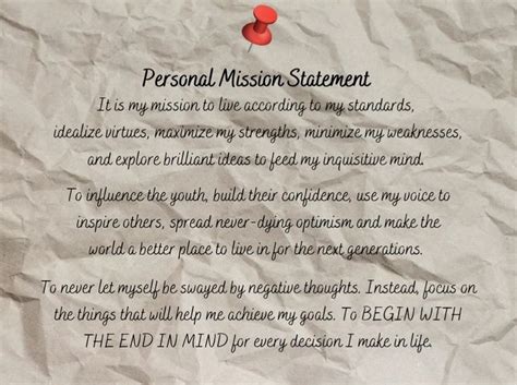 Image result for Personal Mission Statement Examples