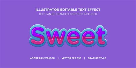 Vector text effect illustrator graphic style sweet title | Premium Vector