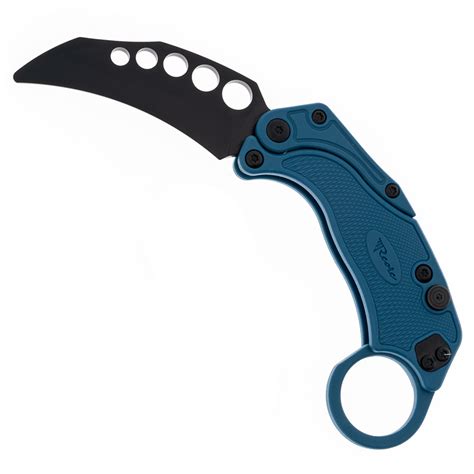 Reate Knives EXO-K Button Lock Karambit Gravity Knife Black Handle Black PVD Blade w/ Trainer ...