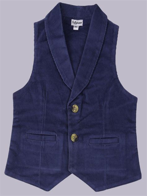 Deep Indigo Corduroy Vest | Classic Button Closure - ToffyHouse ...
