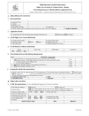Fillable Online Class Rating Instructor (CRI) Revalidation Application ...