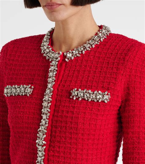 Embellished cardigan in red - Self Portrait | Mytheresa