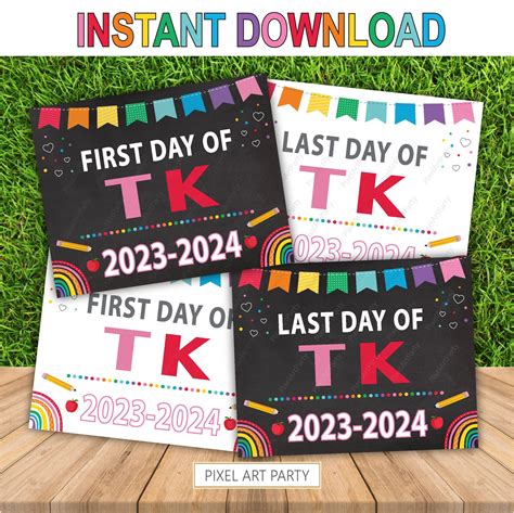 First day of tk school 2023 sign rainbow back to school chalkboard sign ...