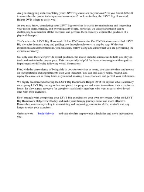 Image result for LSVT Big Homework