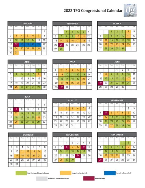 2022 Congressional Calendar