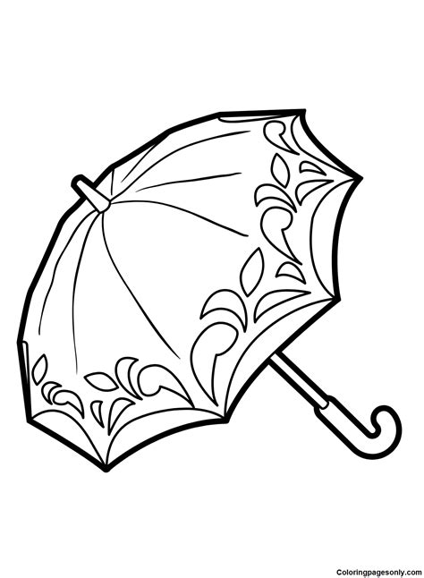 Umbrella Coloring Color Drawing Clipart April Shower Pages ...