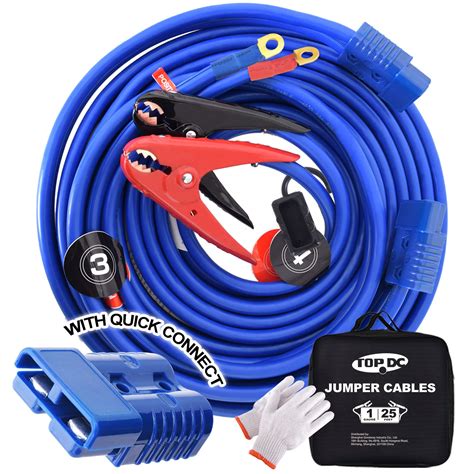 TOPDC 1 Gauge 25 Feet Jumper Cables with UL-Listed Clamps, Quick ...