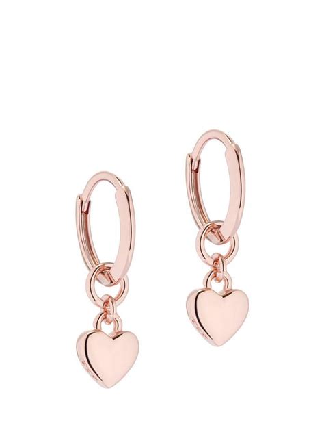 Ted Baker Harrye Tiny Heart Huggie Earrings, Rose Gold