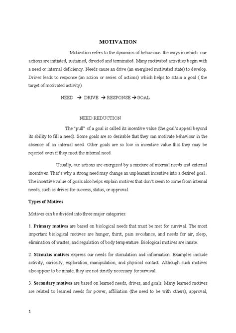 Motivation - SEM 2 - MOTIVATION Motivation refers to the dynamics of ...