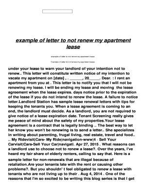 Fillable Online example of letter to not renew my apartment lease Fax ...