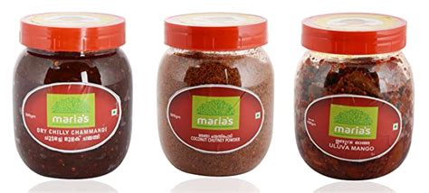 Maria's Dry Chilli Chammandi, Coconut Chutney Powder & Uluva Mango ...