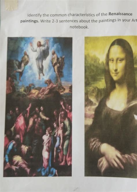 Identify the common characteristics of the Renaissance paintings. Write ...