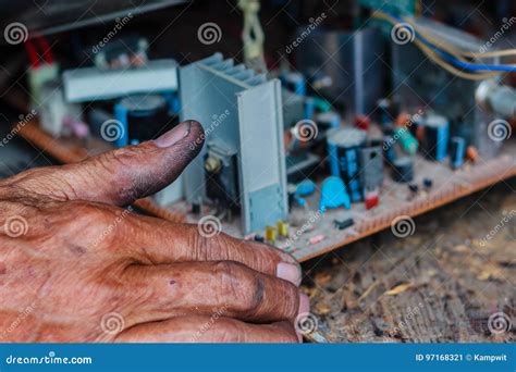 Electrician Repairing a TV in Old Television Repair Shop Stock Image ...