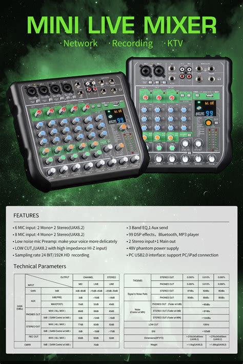 Mickle Uax6.2/8.2 Made in China 6/8 Channels New Promotion Mixer ...