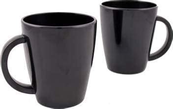 Buy Ceramic Coffee | Milk | Tea Mugs 300ml (Set of 2) - Black Online at ...