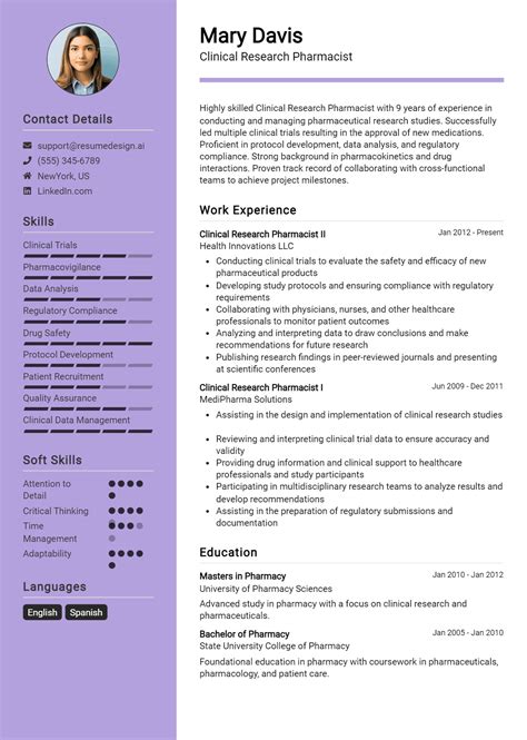 14 Clinical Pharmacist Resume Examples And Templates for 2025: Expert Tips - ResumeDesign.ai
