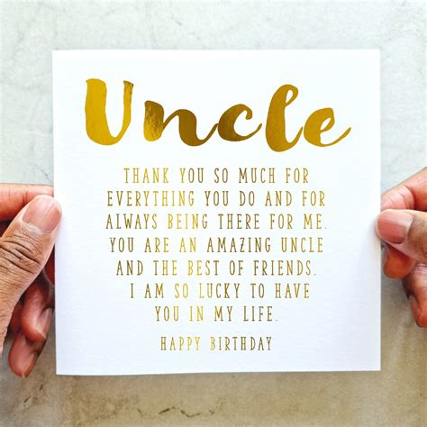 Poem Uncle Birthday Card - Birthday Card for Uncle - Birthday Card Uncle - Gold Foil Handmade ...