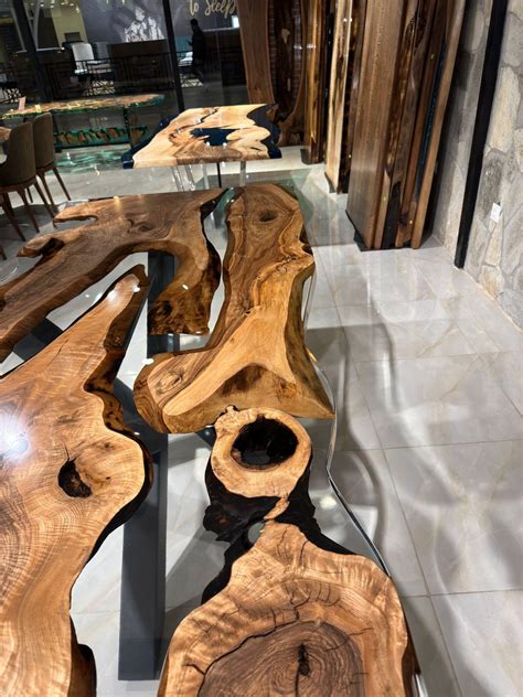 Live Edge Walnut Clear Epoxy Resin Modern Wooden Dining Table For Sale ...