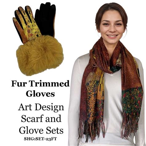 Wholesale3746 - Art Design Scarf and Glove Sets-3746 - 23 Fur Trimmed ...