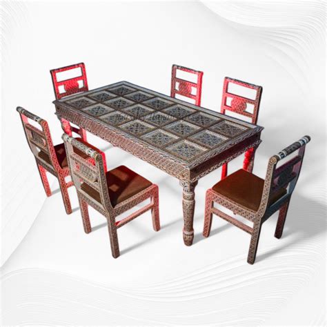 Sophie Hand Painted Bone Inlay 6 Seater Dining Table Set – Luxury ...