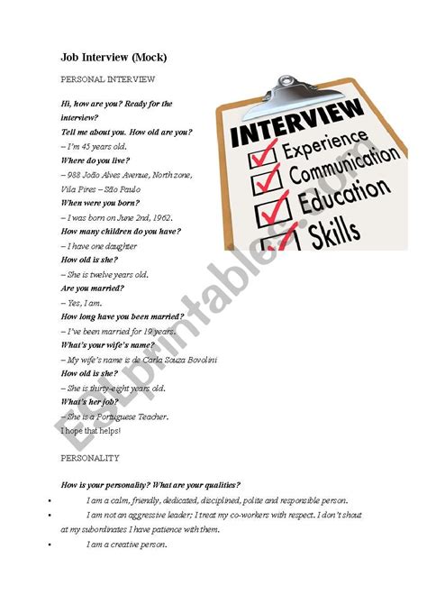 ESL Elementry Sample Job Interview 的图像结果