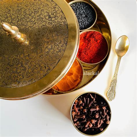 BRASS SPICE BOX | MASALA BOX | MASALA DHABBA | SPICE STORAGE CONTAINER ...