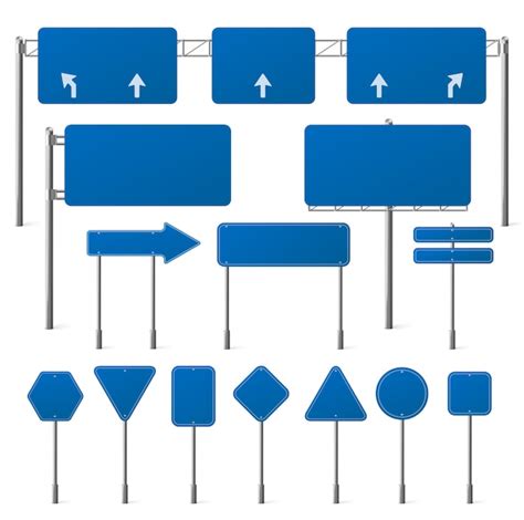 Ensemble de panneaux de signalisation bleus vierges | Vecteur Gratuite
