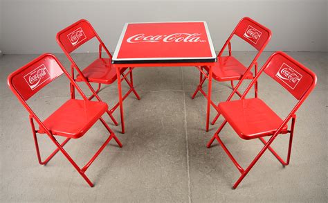 Lot Detail - LOT OF 5: MEXICAN PORCELAIN COCA-COLA TABLE WITH 4 CHAIRS.