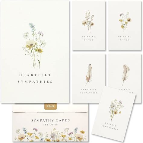 Buy KIBAGA Beautiful Sympathy Cards Set of 20 with Envelopes and ...