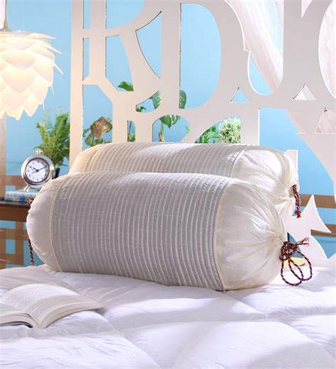 Buy White Dupion Silk 16 x 30 Inch Bolster Covers-Set of 2 by Stybuzz ...