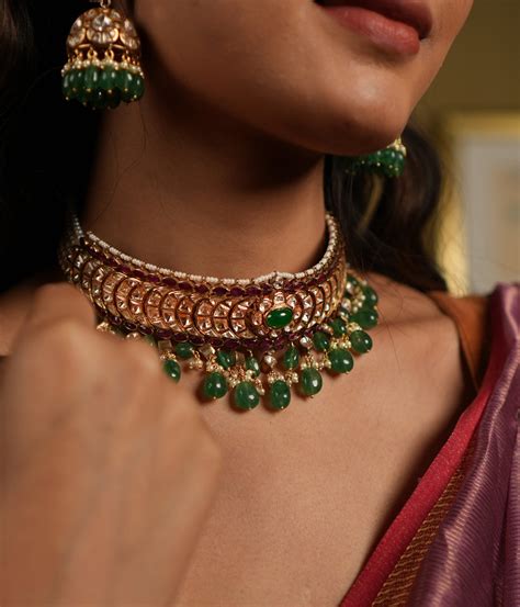 Bridal Choker Necklace – 92.5 Silver Polki Jewelry Online Chennai