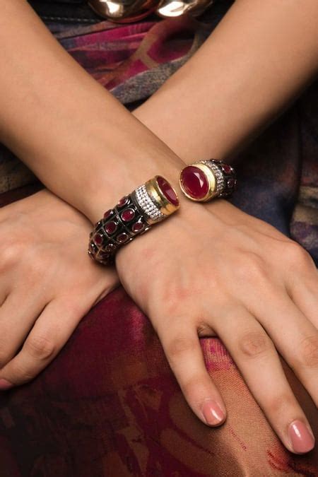 Buy Gold Plated Stone Victorian Carved Bracelet by Queens Jewels Online ...