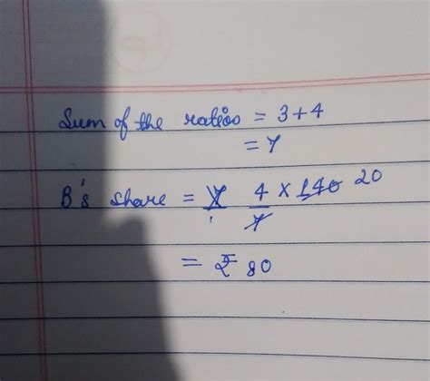 f ₹140 is divided between A and B in the ratio 3:4, then find B’s share ...